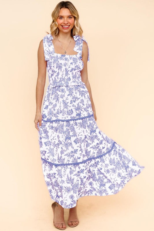 Blue Floral Summer Plus Dress