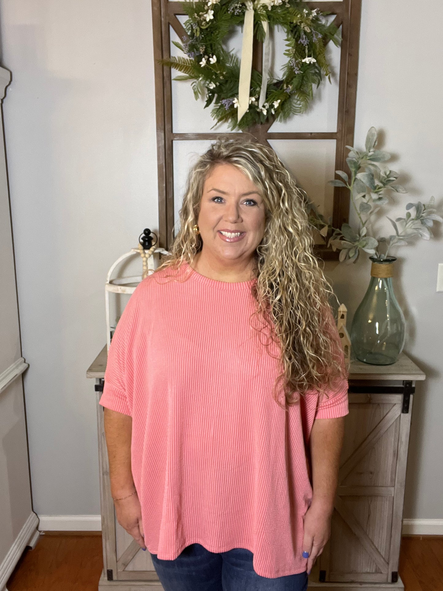Coral Oversized Top