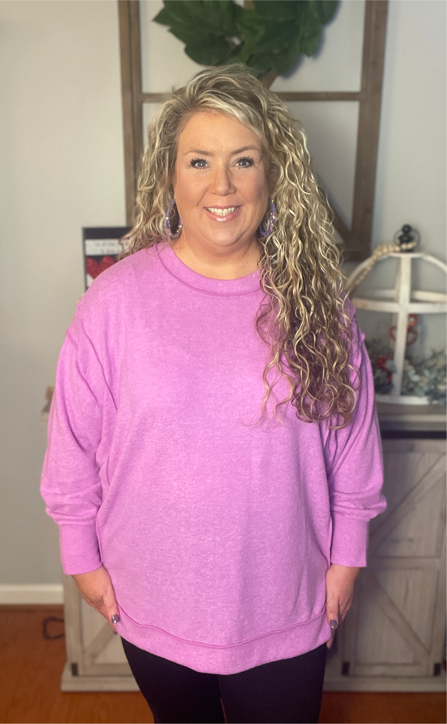Mauve Brushed Hacci Sweater