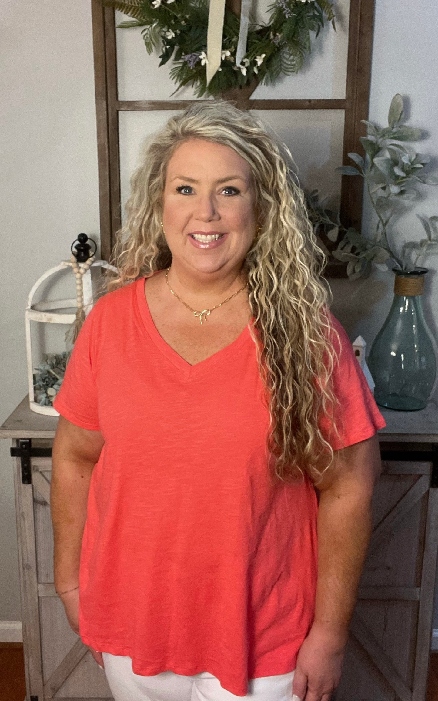 Hot Coral Basic Top