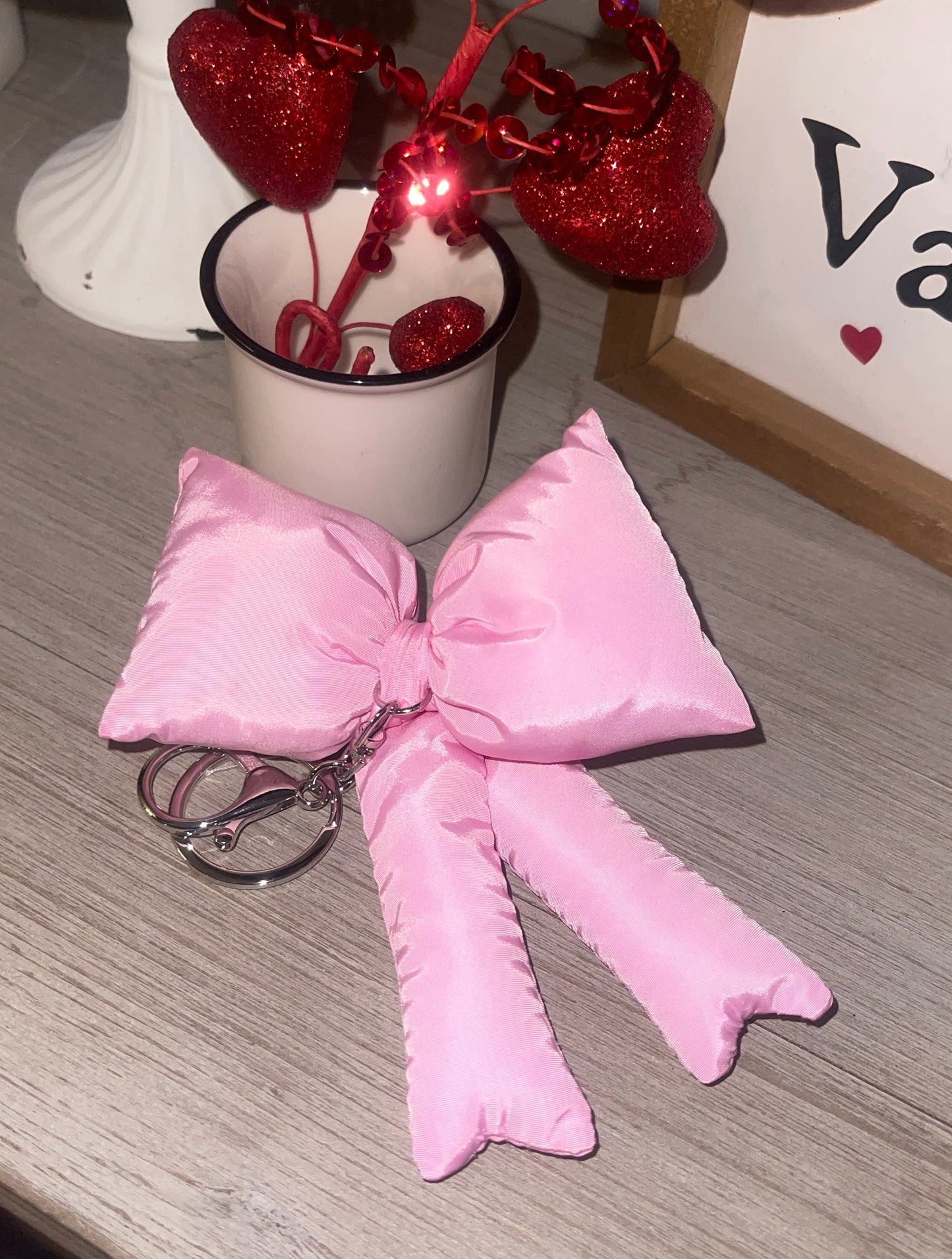 Pink Bow Keychain