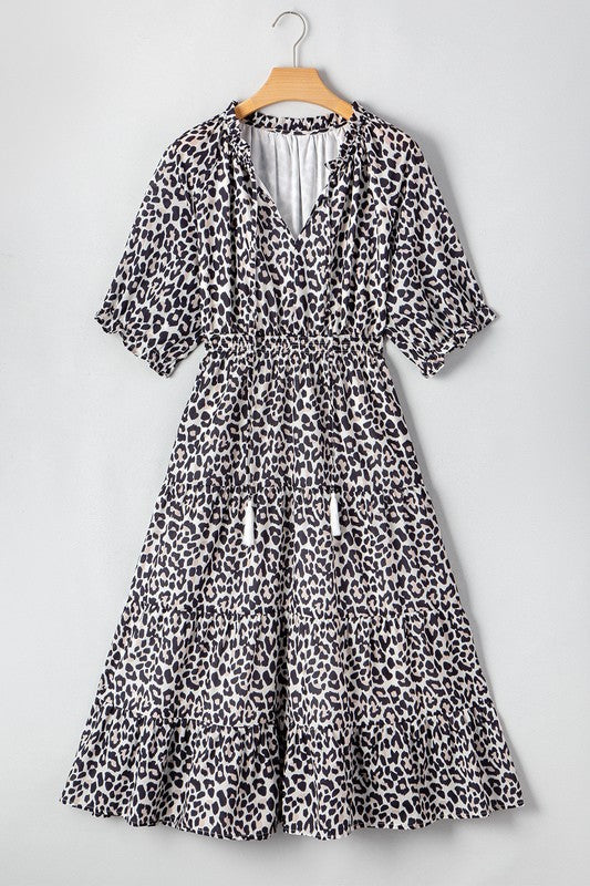 Leopard Tassel Plus Dress