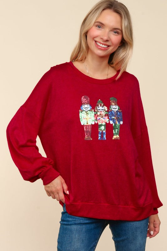 Red Sequin Nutcracker Top