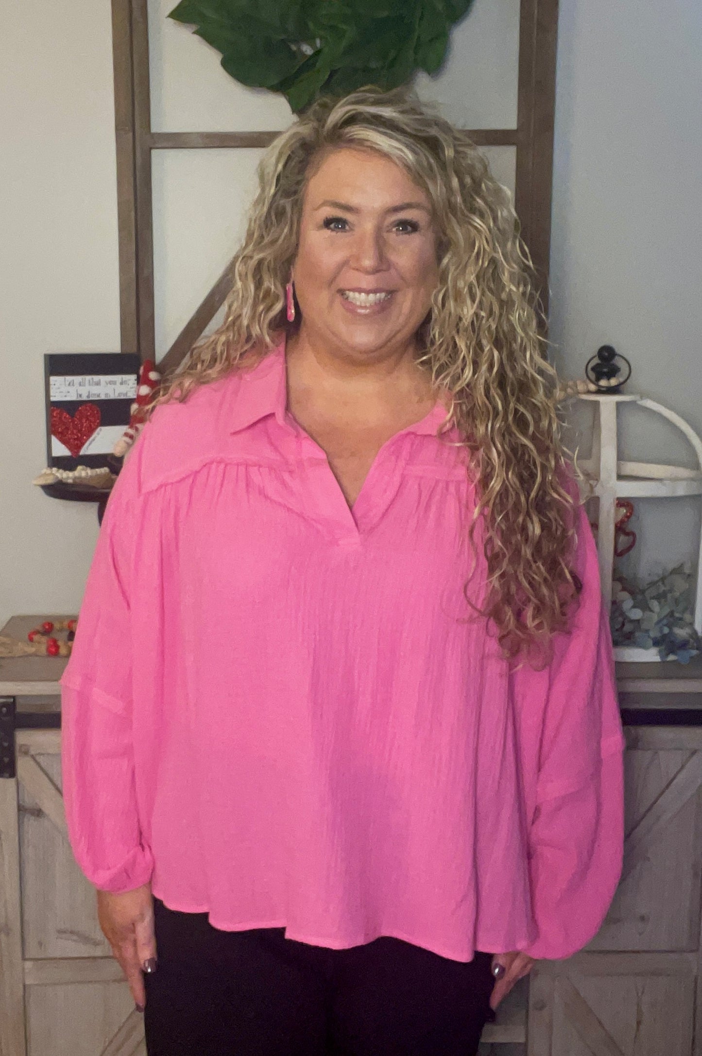 Pink Babydoll Plus top