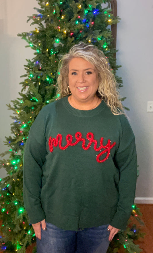 Plus Green Merry Sweater