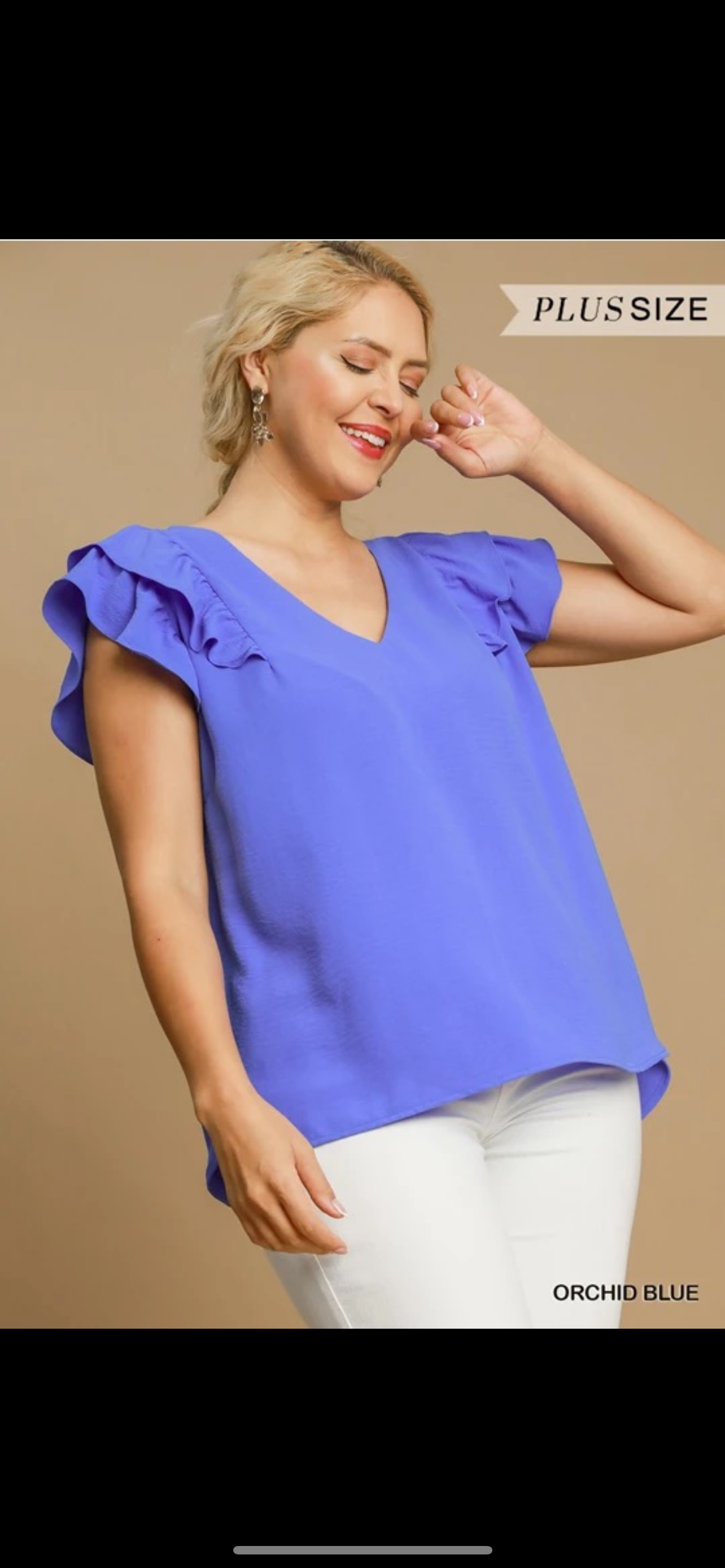 Orchid Blue Ruffle Plus Top