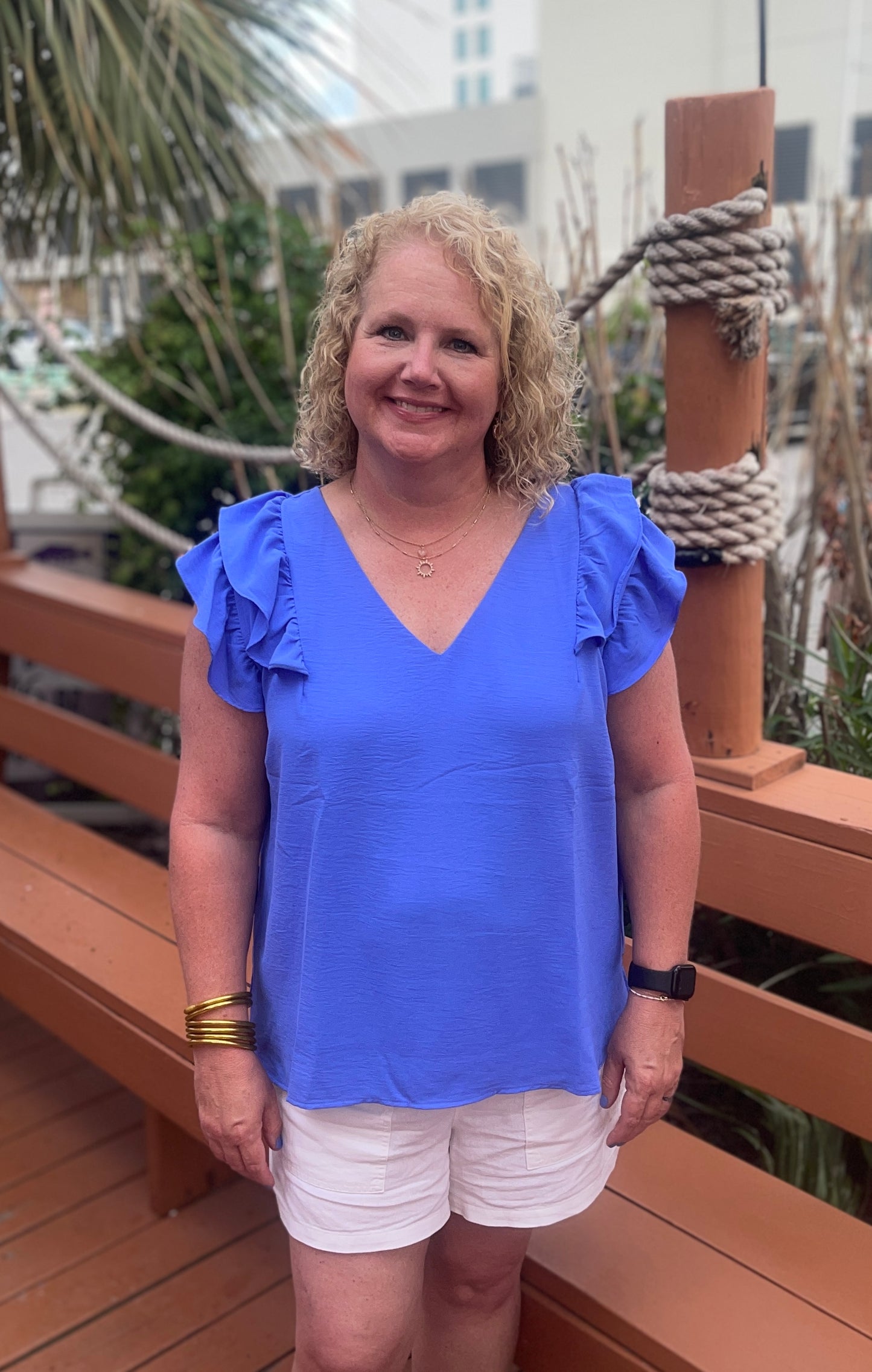 Orchid Blue Ruffle Plus Top