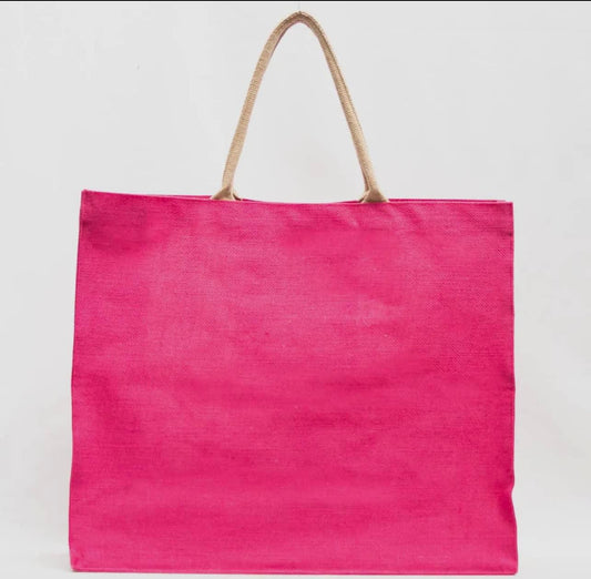 Pink Oversize Jute Tote