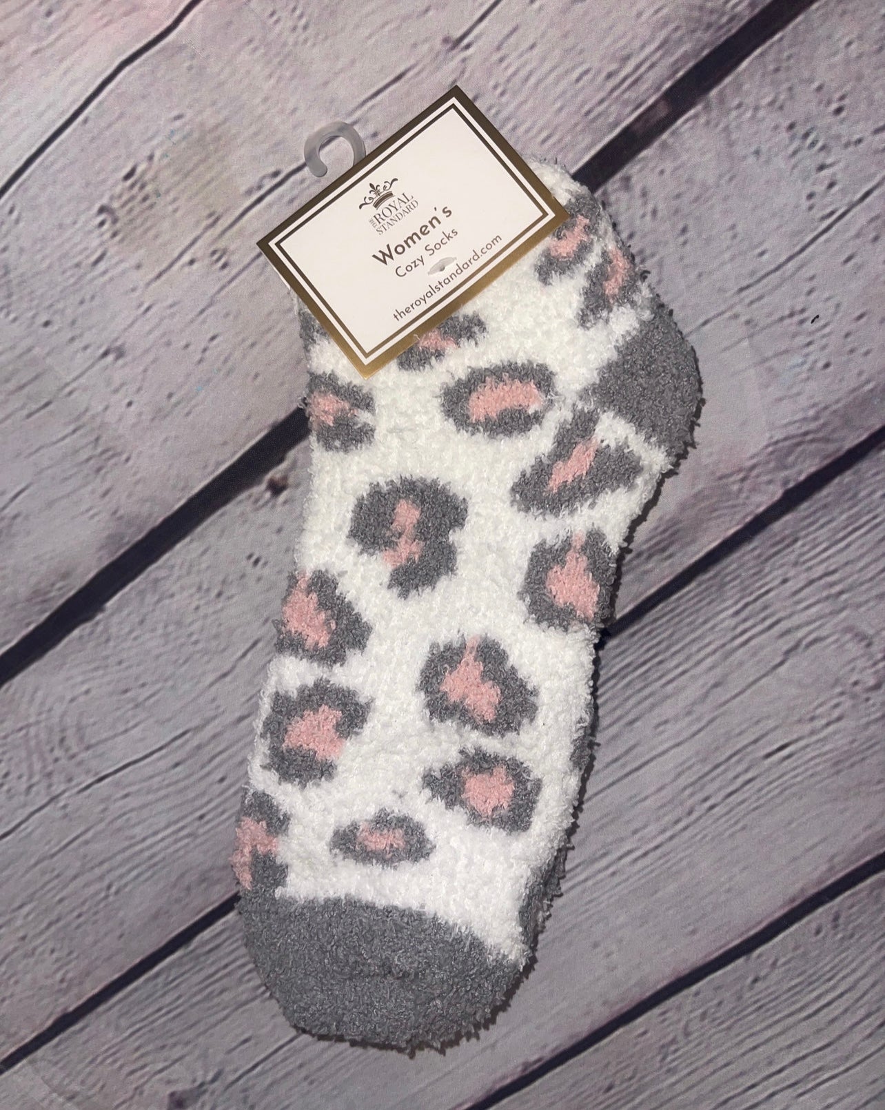 Leopard Cozy Socks- gray