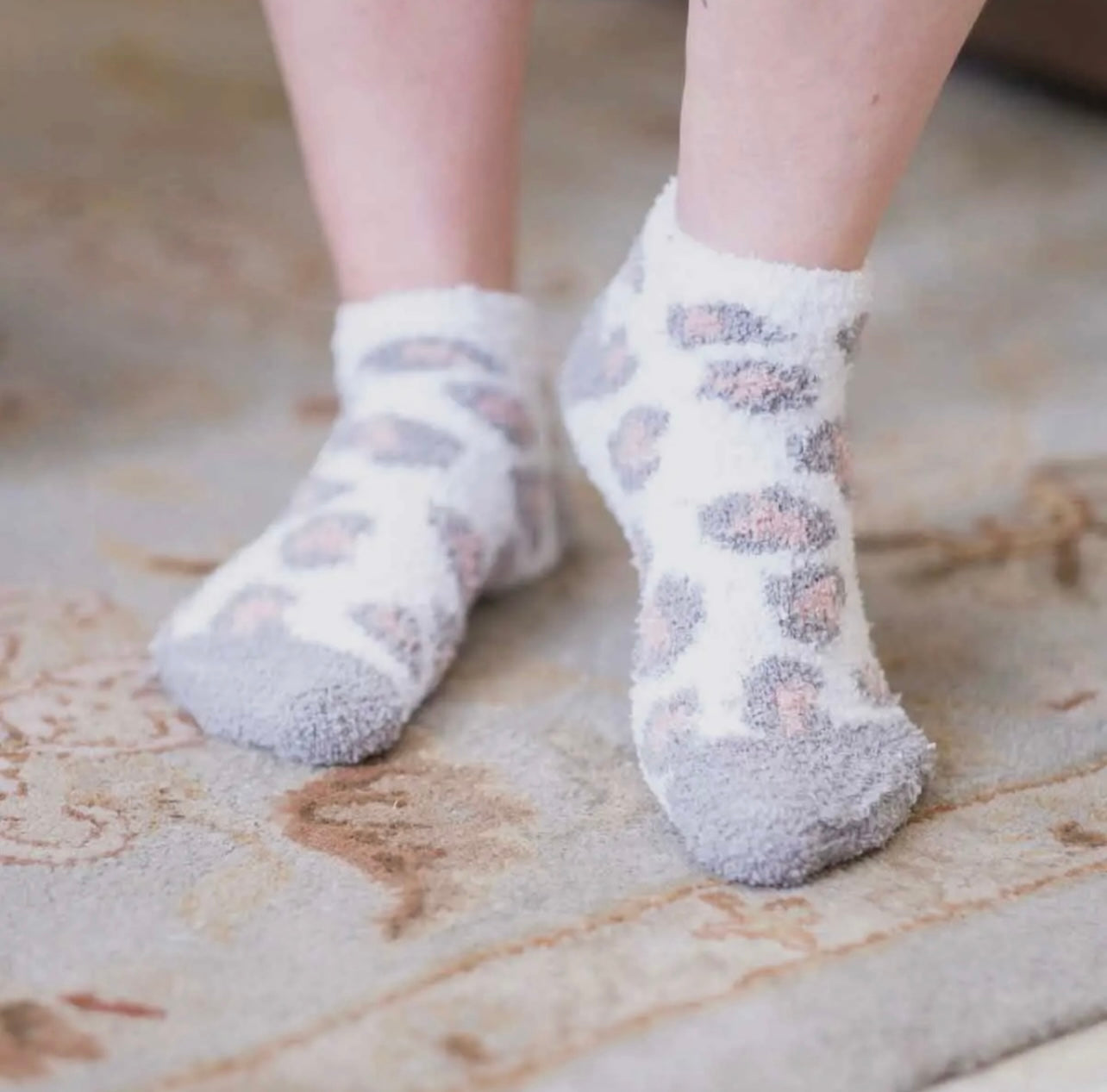 Leopard Cozy Socks- gray