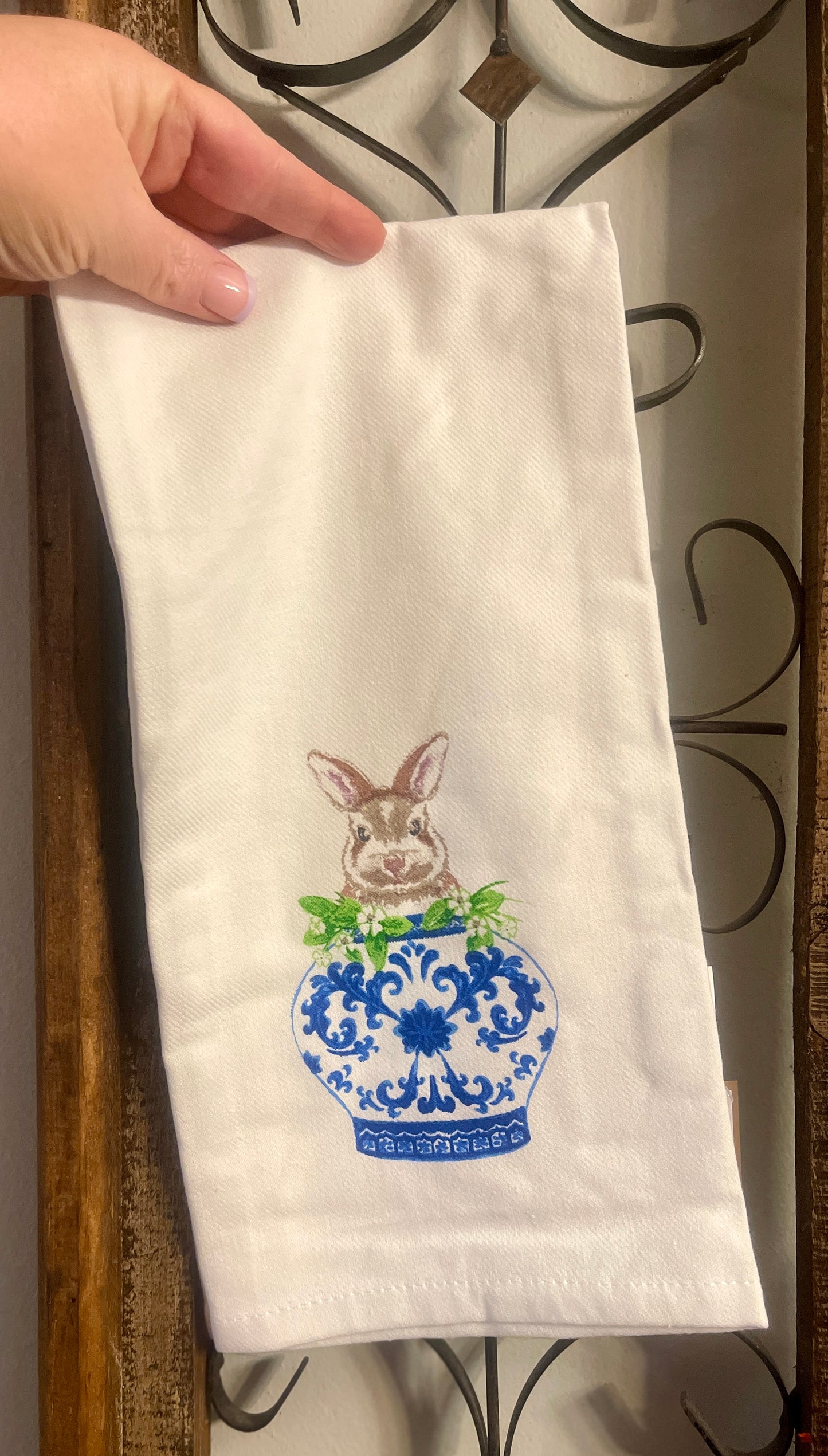 Bunny Vase tea towel