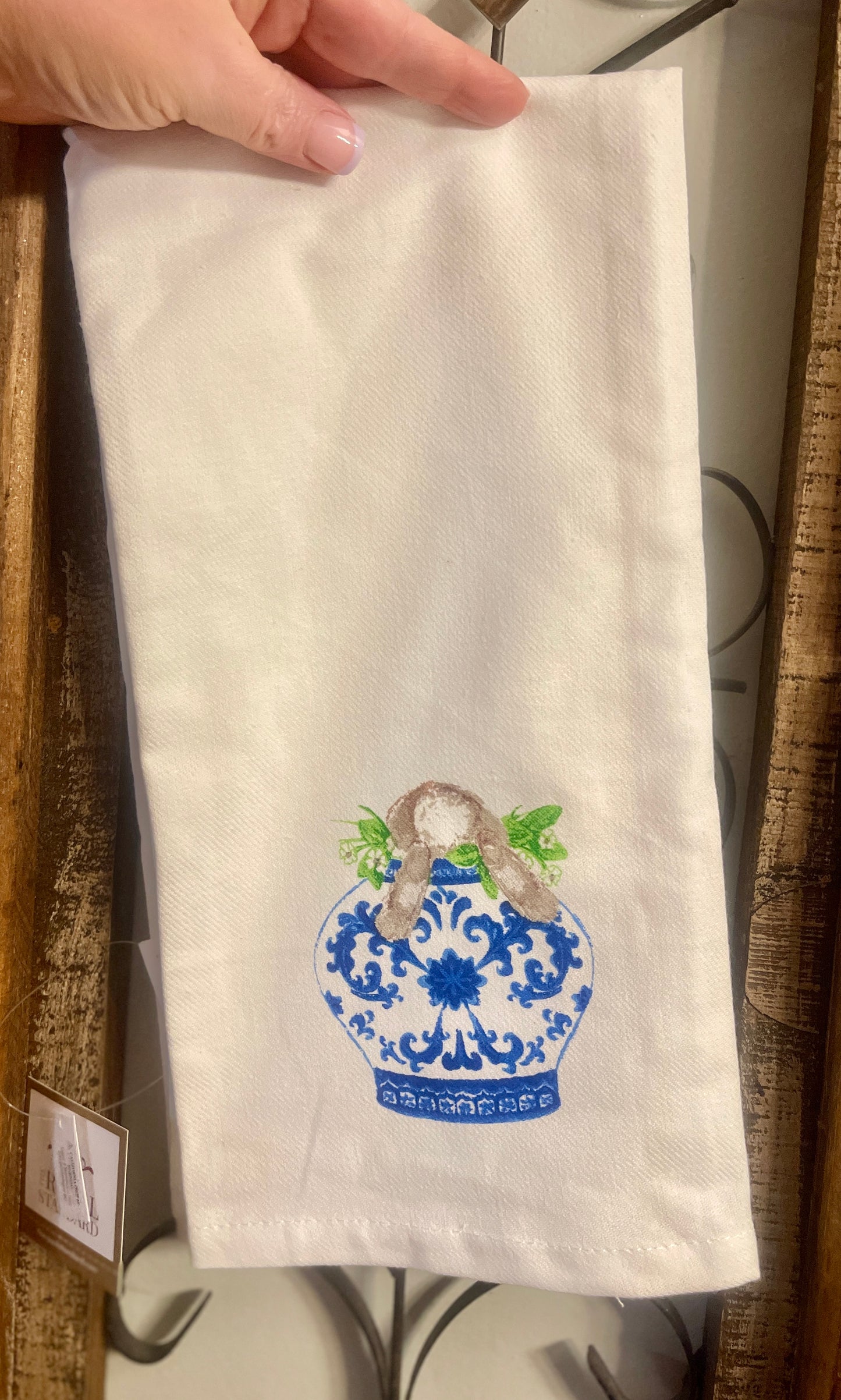 Bunny Vase tea towel