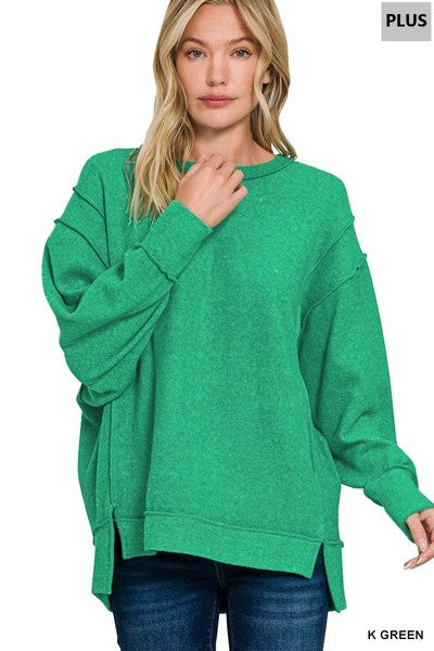 Plus Green Brushed Hacci Sweater